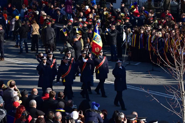 Romania National Day Parade Targu Jiu Soldiers Romanian Gendarmerie Equipped — Stock Photo, Image