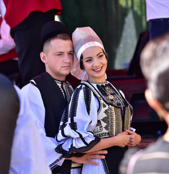 Sibiu Çayırı 'ndaki erkekler ve kızlar pastoral kostümler içinde yuvarlak kumaş şapkalar, etekli bir gömlek, pantolon, geniş bir deri kemer, göğüs ve kızlar beyaz bir fular, yakalı bir gömlek ve üç renkli bir kemer giyerler.