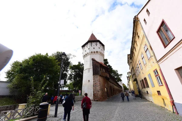 Tesařova Věž Sibiu Věž Postavená Čtrnáctém Století Saským Tesařským Cechem — Stock fotografie