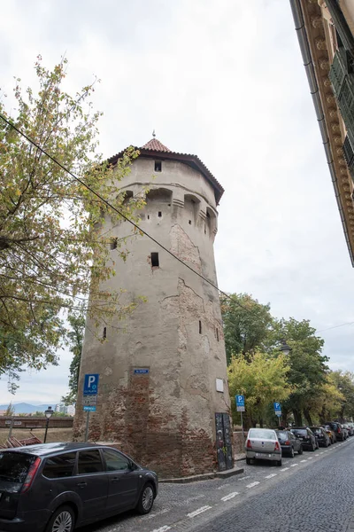 Toren Van Timmerman Sibiu Een Toren Die Veertiende Eeuw Door — Stockfoto