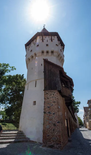 Torre Carpinteiro Sibiu Uma Torre Construída Século Xiv Pela Guilda — Fotografia de Stock