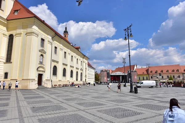 Great Square Sibiu Located Center City Being Place Fairs Festivals — Stock fotografie