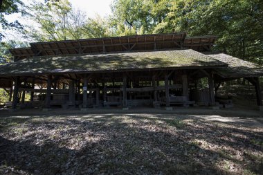 Sibiu ormanındaki ortaçağ pavyonu, Romanya 'da ortaçağ ve iç savaş döneminde kullanılan bir yemek odası veya tarım ekipmanı ve tesislerle kaplı ahşap bir yapı..