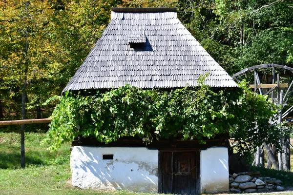 Ház Hagyományos Román Stílusban Jellemzi Egyszerűség Szerénység Hasznosság Természetes Anyagok — Stock Fotó
