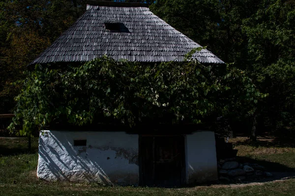 Geleneksel Romen tarzında ev, basitlik ve alçakgönüllülük, fayda ve doğal malzemeler, katı mimari, doğayla ilişkili olarak yapılmış, kapı eşiği kısa, pencereler küçük