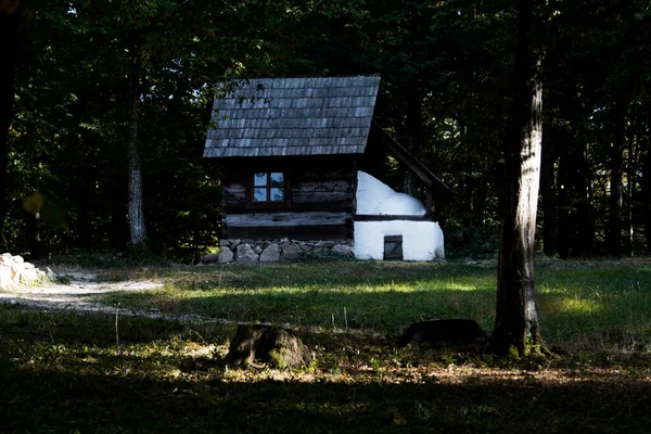 Maison Dans Style Roumain Traditionnel Caractérise Par Simplicité Modestie Utilité — Photo