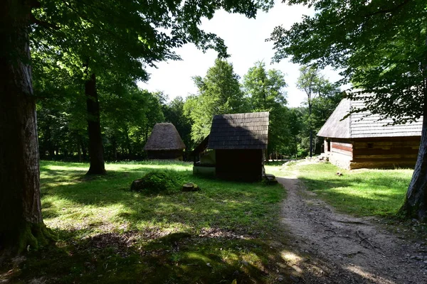 Dom Tradycyjnym Rumuńskim Stylu Charakteryzuje Się Prostotą Skromnością Użytecznością Naturalnymi — Zdjęcie stockowe