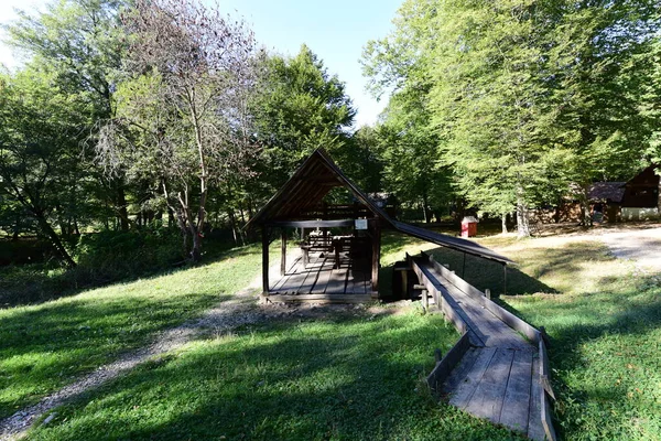 Segheria Mulino Legno Medievale Una Struttura Cui Tronchi Vengono Tagliati — Foto Stock