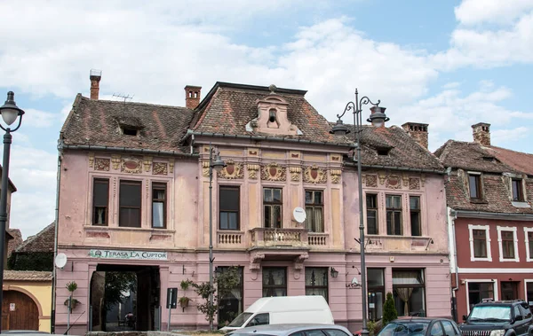 锡比乌的历史中心是市中心 集中在三个市场上 历史中心的房屋是在没有建筑师的情况下建造的 工匠协会也是根据可能建造的 — 图库照片