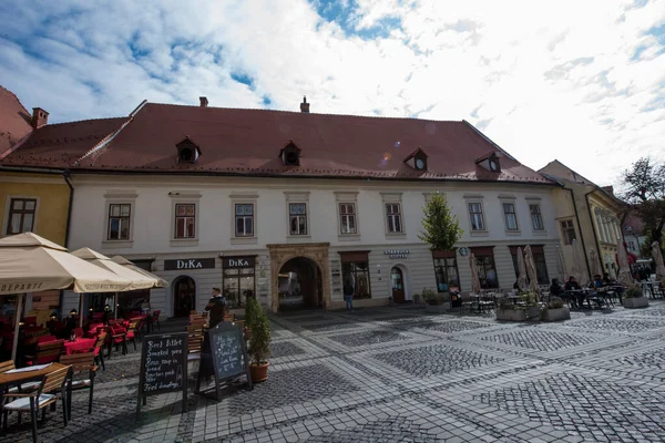 Historické Centrum Sibiu Centrální Část Města Soustředěné Kolem Tří Trhu — Stock fotografie