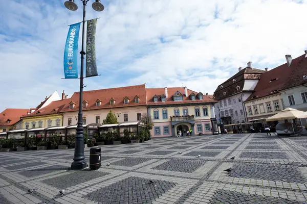 Centro Histórico Sibiu Zona Central Ciudad Concentrado Torno Tres Markets — Foto de Stock