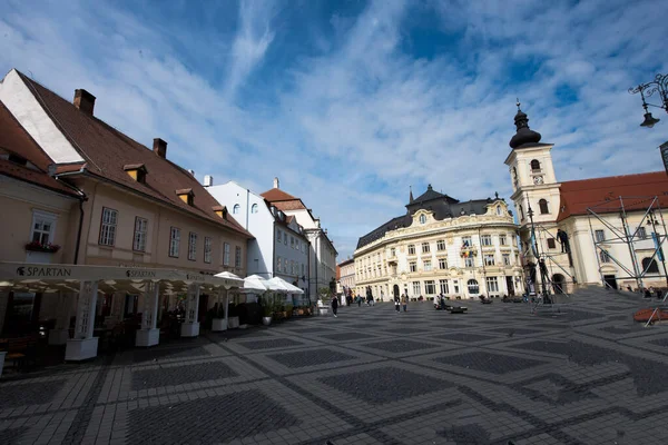 Centro Histórico Sibiu Zona Central Ciudad Concentrado Torno Tres Markets — Foto de Stock