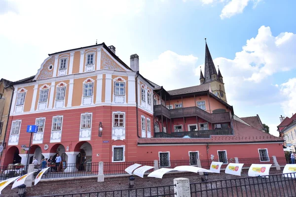 Historyczne Centrum Sibiu Jest Centralną Częścią Miasta Skupioną Wokół Trzech — Zdjęcie stockowe