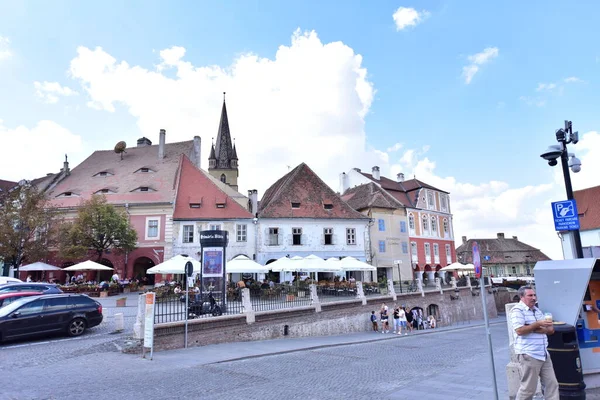 Sibiu Nun Tarihi Merkezi Şehrin Merkezidir Pazarın Etrafında Yoğunlaşmıştır Tarihi — Stok fotoğraf
