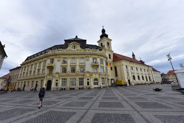 Centro Histórico Sibiu Zona Central Ciudad Concentrado Torno Tres Markets — Foto de Stock