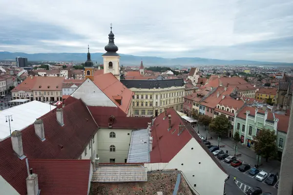 Medieval Fortress Sibiu Seen Council Tower Known Red City Due — Stock Photo, Image