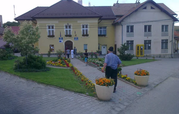 Domy Mýtině Sibiu Respektují Jednoduchost Tradiční Architektury Jsou Postaveny Kamennou — Stock fotografie