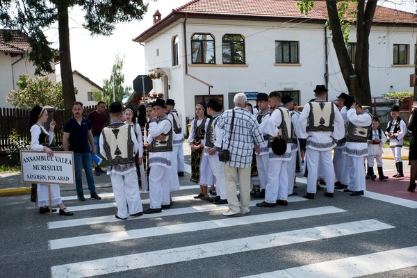 Пастухи Новачи Румыния День Праздника Одеты Национальные Пастырские Костюмы Льняной — стоковое фото