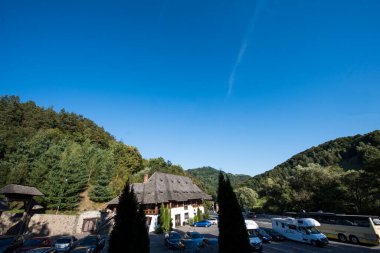 Brsana 'daki Ortodoks Manastırı, Ortodoks tarikatının geleneksel ahşap ve taş yapıları olan Maramure Valea Izei' den gelen kırmızı çiçeklerin hakim olduğu doğal alanda bulunan bir manastır kompleksi.