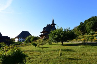 Brsana 'daki Ortodoks Manastırı, Ortodoks tarikatının geleneksel ahşap ve taş yapıları olan Maramure Valea Izei' den gelen kırmızı çiçeklerin hakim olduğu doğal alanda bulunan bir manastır kompleksi.