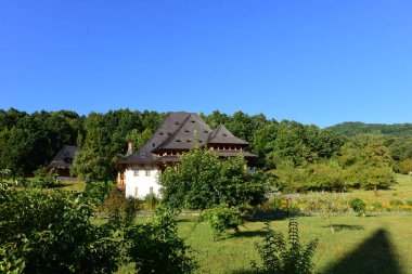 Brsana 'daki Ortodoks Manastırı, Ortodoks tarikatının geleneksel ahşap ve taş yapıları olan Maramure Valea Izei' den gelen kırmızı çiçeklerin hakim olduğu doğal alanda bulunan bir manastır kompleksi.