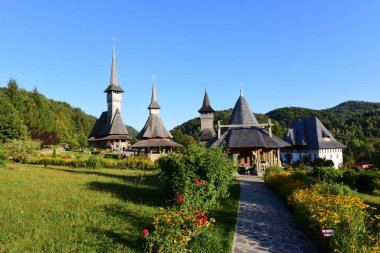 Brsana 'daki Ortodoks Manastırı, Ortodoks tarikatının geleneksel ahşap ve taş yapıları olan Maramure Valea Izei' den gelen kırmızı çiçeklerin hakim olduğu doğal alanda bulunan bir manastır kompleksi.