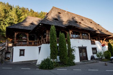 Brsana 'daki Ortodoks Manastırı, Ortodoks tarikatının geleneksel ahşap ve taş yapıları olan Maramure Valea Izei' den gelen kırmızı çiçeklerin hakim olduğu doğal alanda bulunan bir manastır kompleksi.