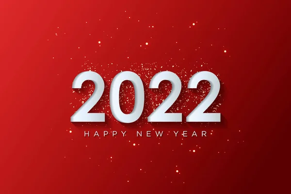 2022 Šťastný Nový Rok Přání Červeným Pozadím Design Pro Blahopřání — Stockový vektor