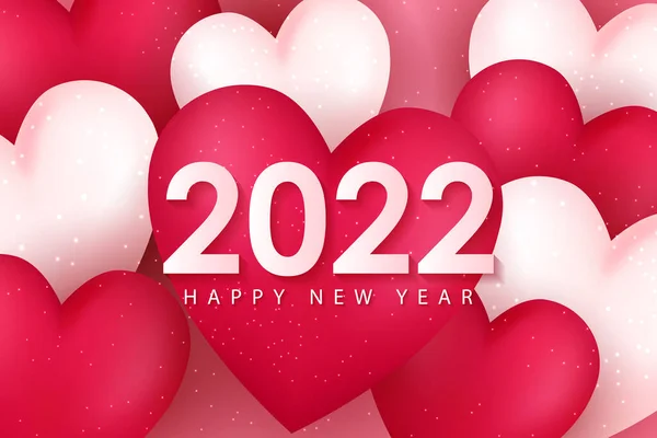 2022 Feliz Ano Novo Cartão Saudação Com Amor Realista Design — Vetor de Stock