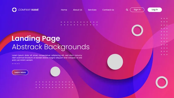 Özet arka planı olan bir web sitesi iniş sayfası tasarım şablonu. Web sayfası, mobil web sitesi geliştirme ve iş sunumu için modern vektör tasarımı illüstrasyon kavramları. Vektör Resimlendirme Grafiği.