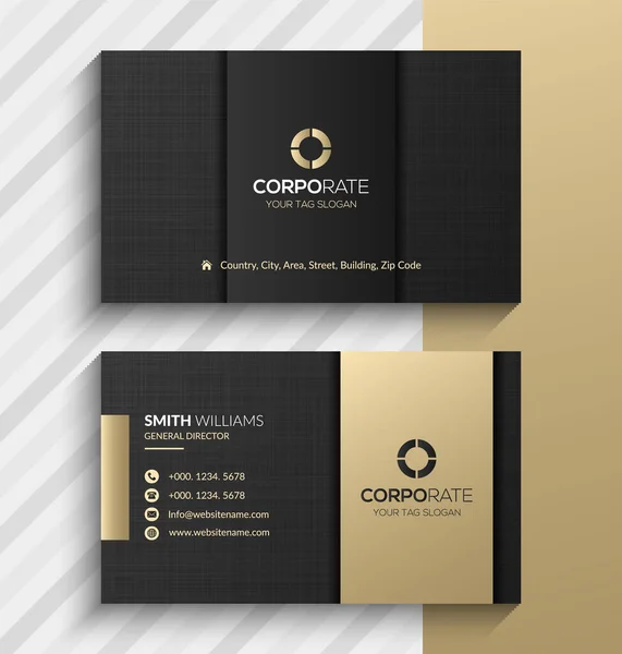 Luxus Goldene Visitenkarte Vektor Design Vorlage Horizontale Anordnung Editierbarer Visitenkartenvektor — Stockvektor