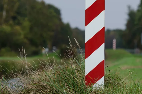 State Border Post Confine Polacco Contrassegnato Paletti Colori Nazionali — Foto Stock