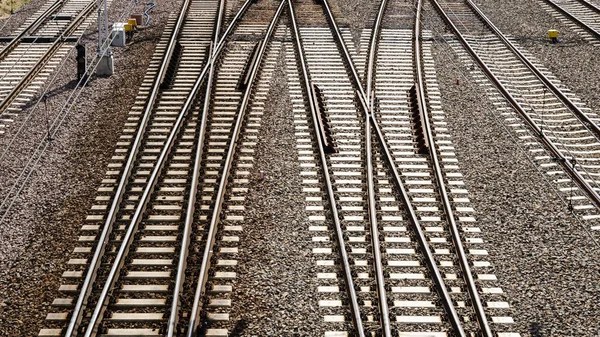 Trackway Järnvägsomkopplare Framför Stationen — Stockfoto