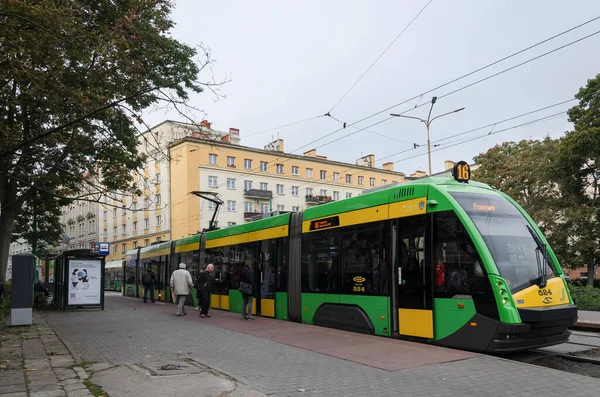 Poznan Pologne 2021 Tram Rues Piétonnes Arrêt — Photo