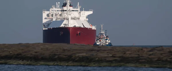Lng Tanker Navio Com Abastecimento Gás Vai Para Porto — Fotografia de Stock