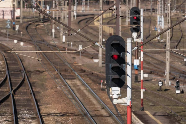 Semaphore Infrastruktur För Sidospår Järnvägsstationer — Stockfoto