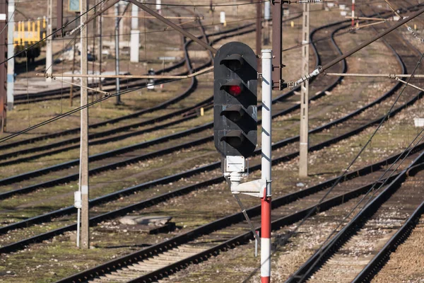 Semaphore Infrastruktura Bocznicy Dworca Kolejowego — Zdjęcie stockowe