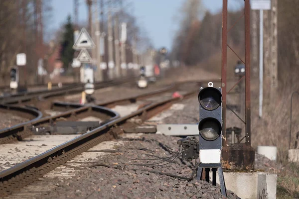 Railway Turnos Luz Sinalização Rilroad — Fotografia de Stock