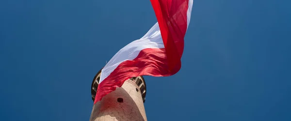 State Flag Flag Poland Lighthouse Swinoujscie — Photo