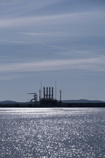 Lng Terminal Lossningsbrygga För Stora Tankfartyg — Stockfoto