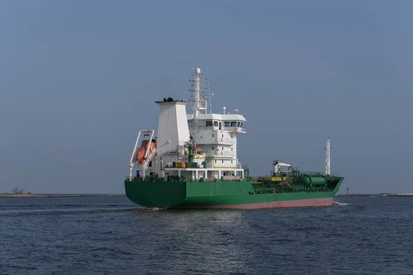 Chemical Oil Products Tanker Ship Sails Port Cruise Sea — Stock Photo, Image