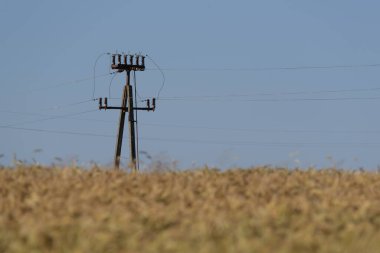 ENERGETICS - Beton bir direğe bağlı orta gerilim hattı