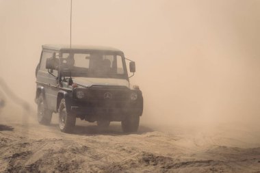 BORNE SULINOWO, WEST POMERANIAN - PLAND - 2022:  International Rally of Military Vehicles. German all-terrain vehicle on a dirt road
