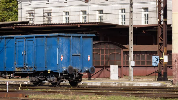 Railway Transport Coal Wagons Railway Station Siding — Stok fotoğraf