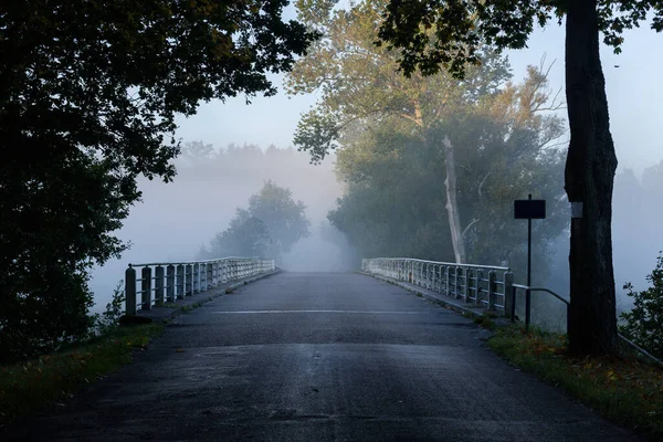 Fog Туман Мосту Через Реку — стоковое фото