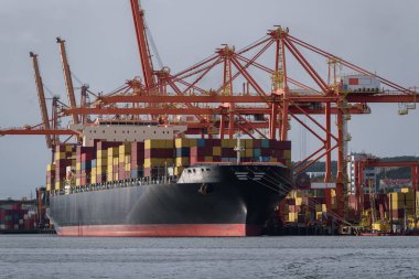 ConTAINER Gemisi - Liman terminalinde kargo yeniden yükleniyor