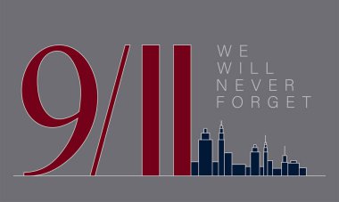 Vector Illustration of 911 Patriot Day. New York city skyline with Twin Towers. September 11, 2001 National Day of Remembrance. World Trade Centre. We will never forget. 