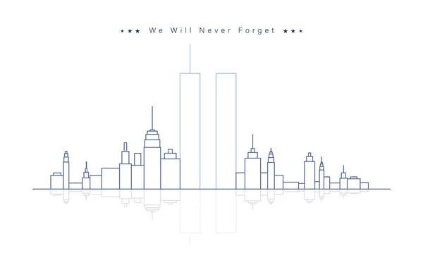 Vector Illustratie Van 911 Patriot Day New York Skyline Met — Stockvector