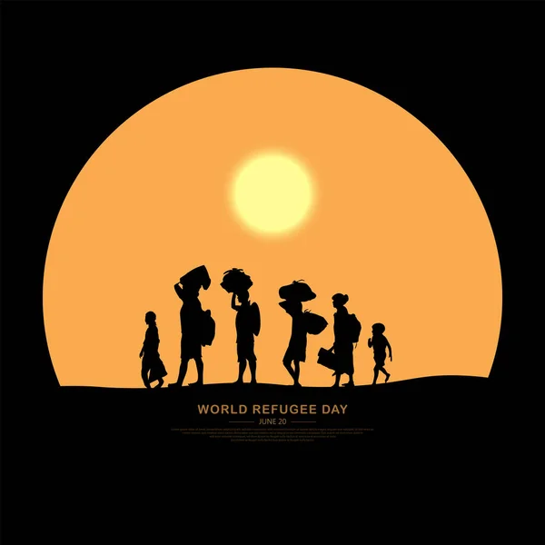 Día Mundial Del Refugiado June Vector Fondo Concepto Día Internacional — Vector de stock