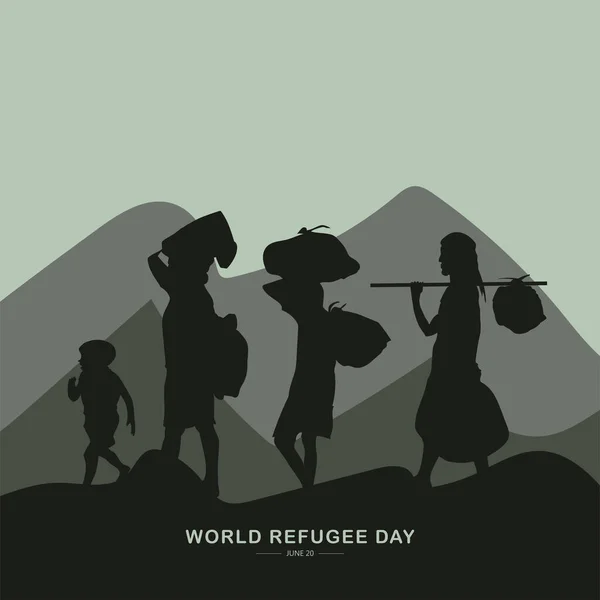 World Refugee Day June Vector International Immigration Day Concept Background — Vettoriale Stock